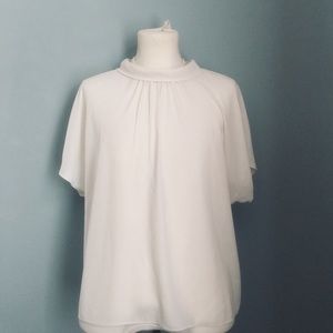 VINCE CAMUTO White Button Collar Top Sz L